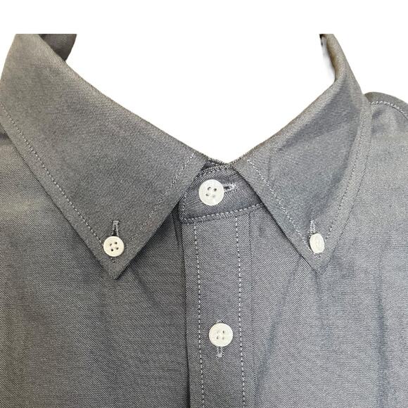 Oxford Men’s Luxury Collection Shirt XL Gray Short Sleeve Button Up - Picture 3 of 10